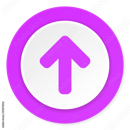 up arrow violet pink circle 3d modern flat design icon on white background