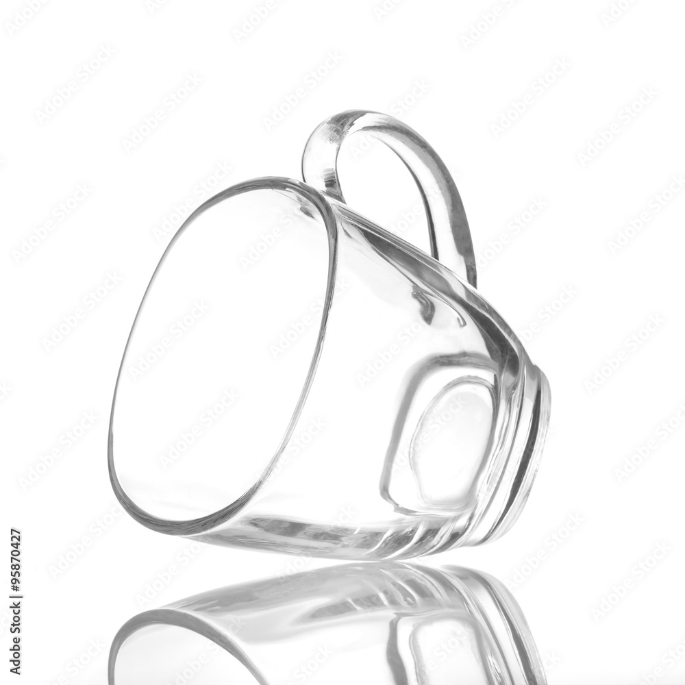 High resolution image of glass tea cup on white background shot in studio High resolution image of glass tea cup on white background shot in studio