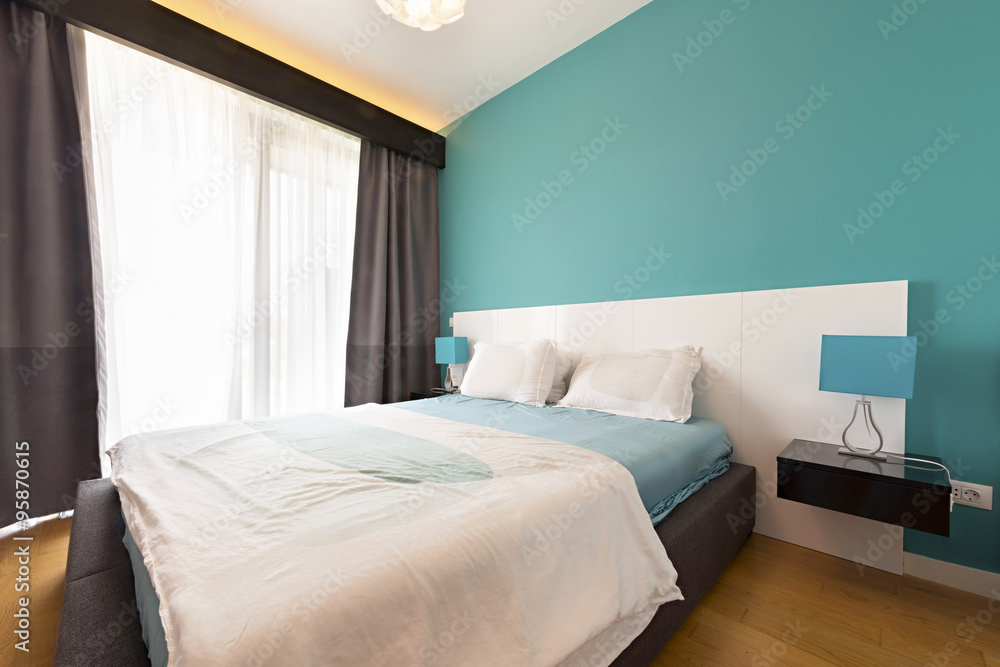Interior of a modern bedroom design in the mornig Interior of a modern bedroom design in the mornig