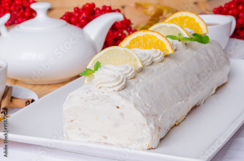 Carrot roll cake with cream cheese