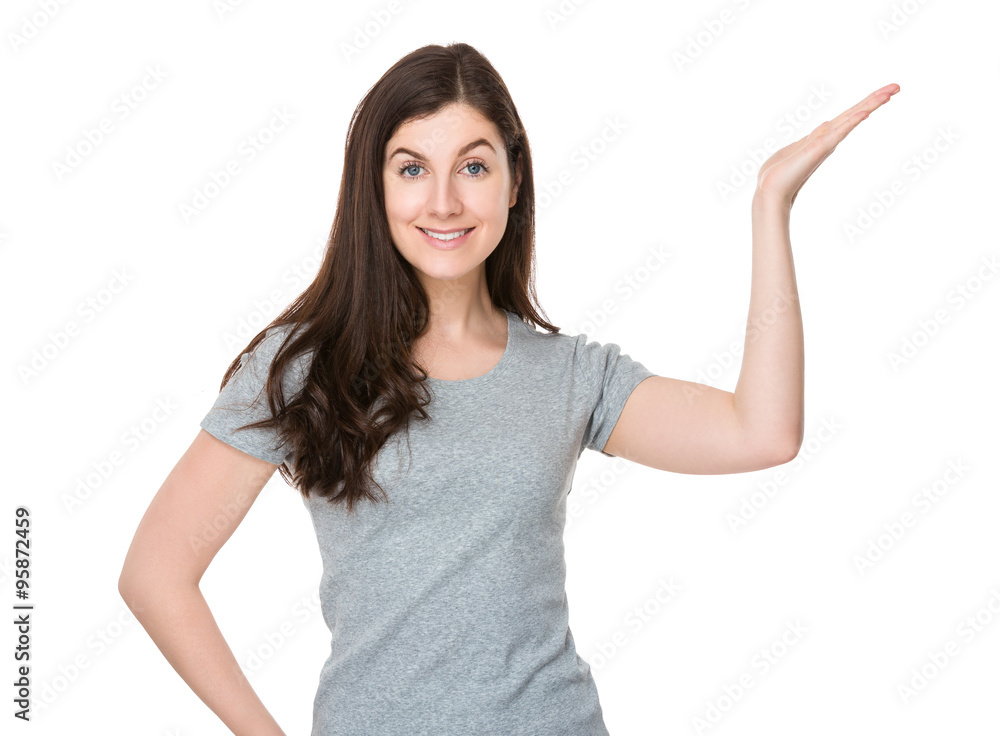 Woman with open hand palm Woman with open hand palm