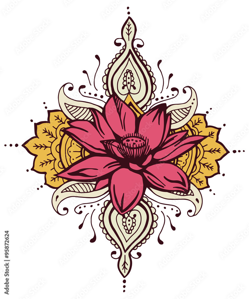Lotus Paisley Henna Design
