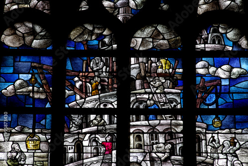 Canvas Print The Tower of Babel in stained glass