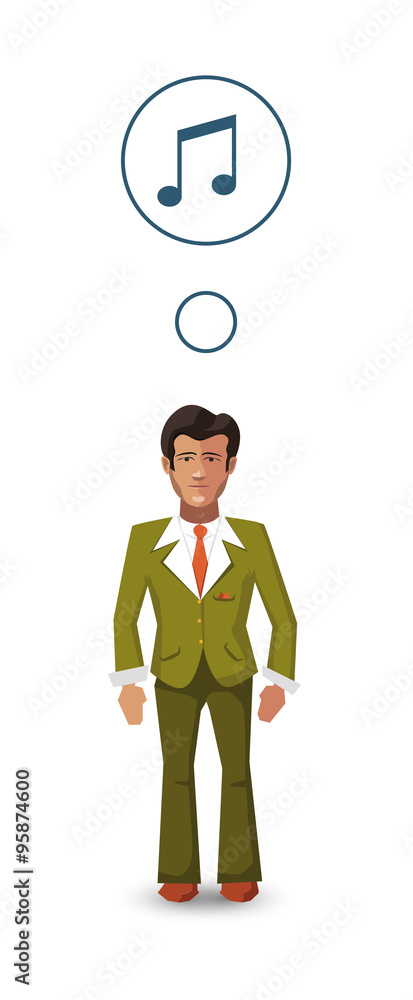 Flat character, musician with with profession icon Flat character, musician with with profession icon