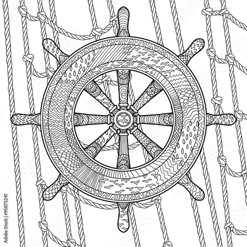 Illustration of an helm in the zentangle style. 