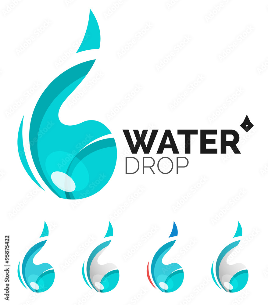 Obraz premium Set of abstract eco water icons, business logotype nature green concepts, clean modern geometric design