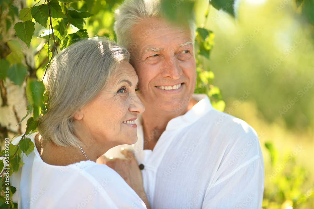 mature couple in summer park mature couple in summer park