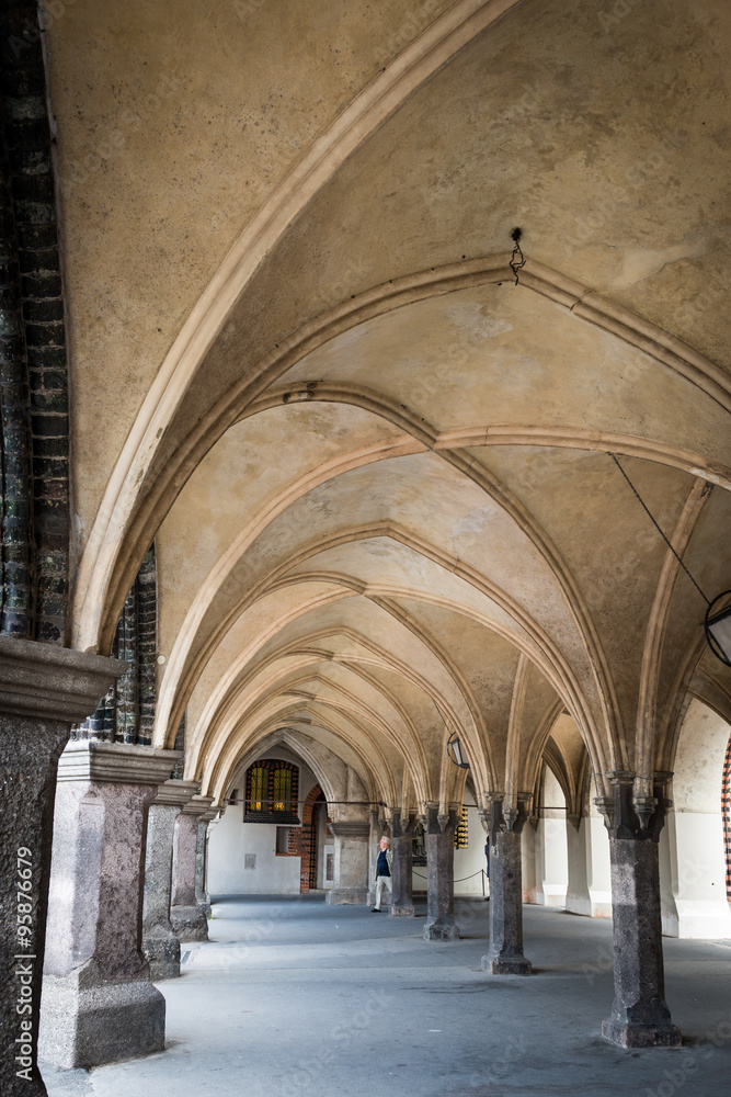 Lubeck medieval hall bridge details, forming part of the unesco world heritage site