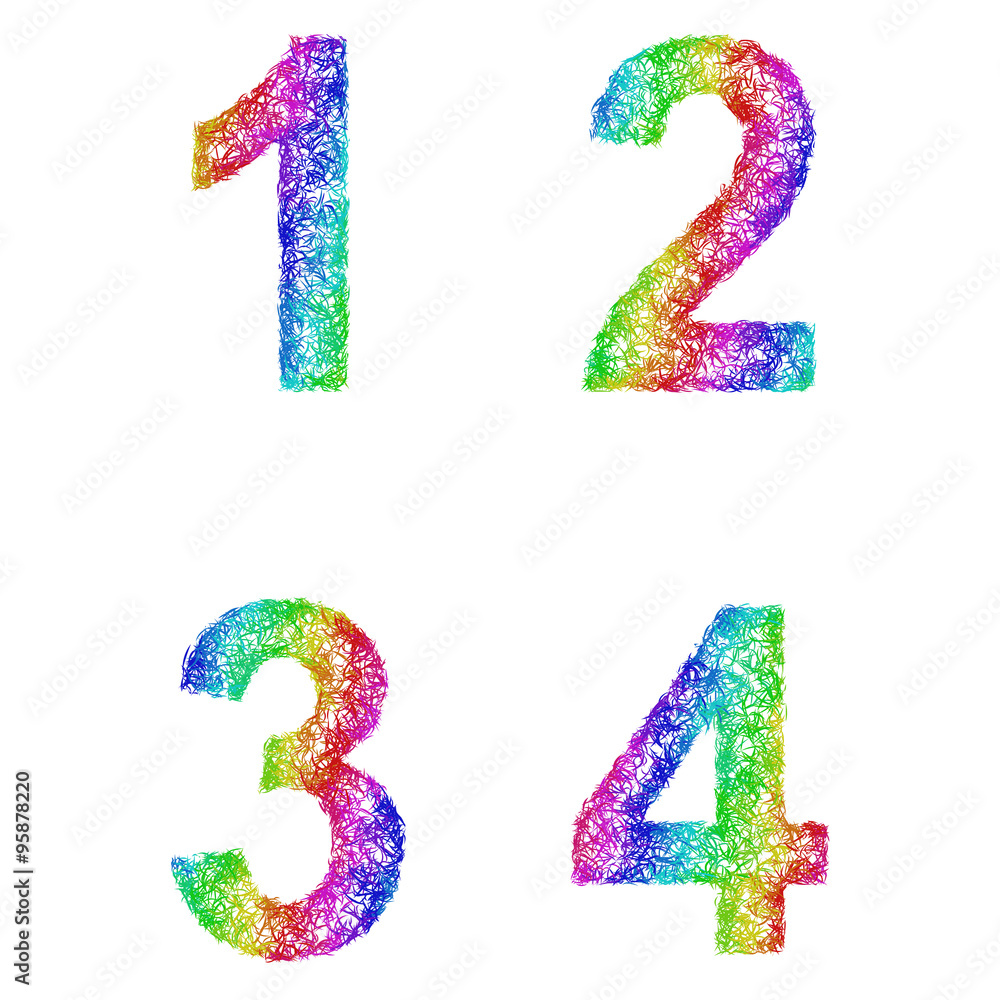 rainbow-sketch-font-set-numbers-1-2-3-4-stock-vector-adobe-stock