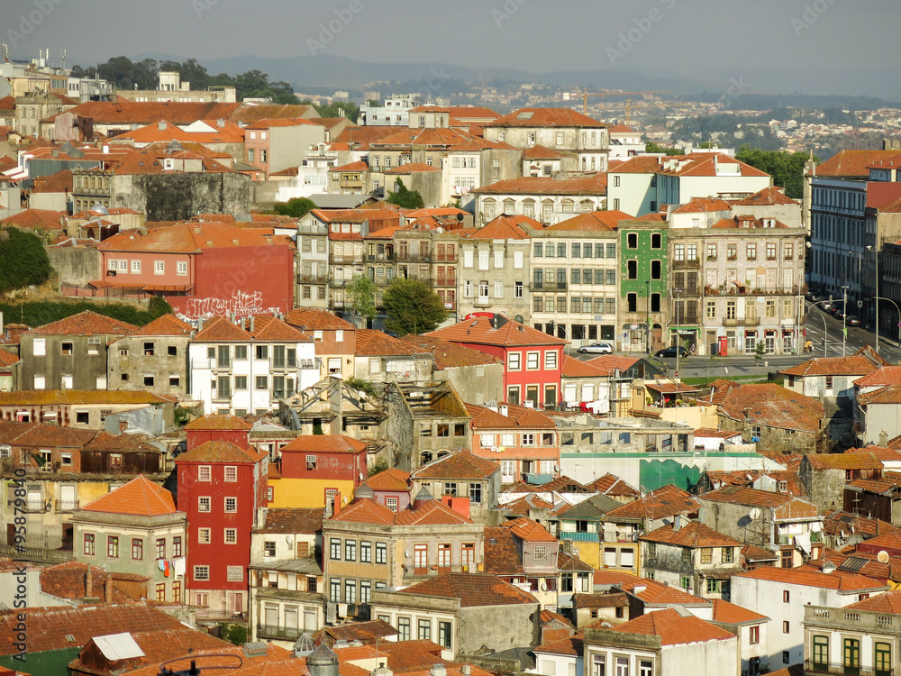 Panorama view of the historic district Ribeira in Porto, Portugal