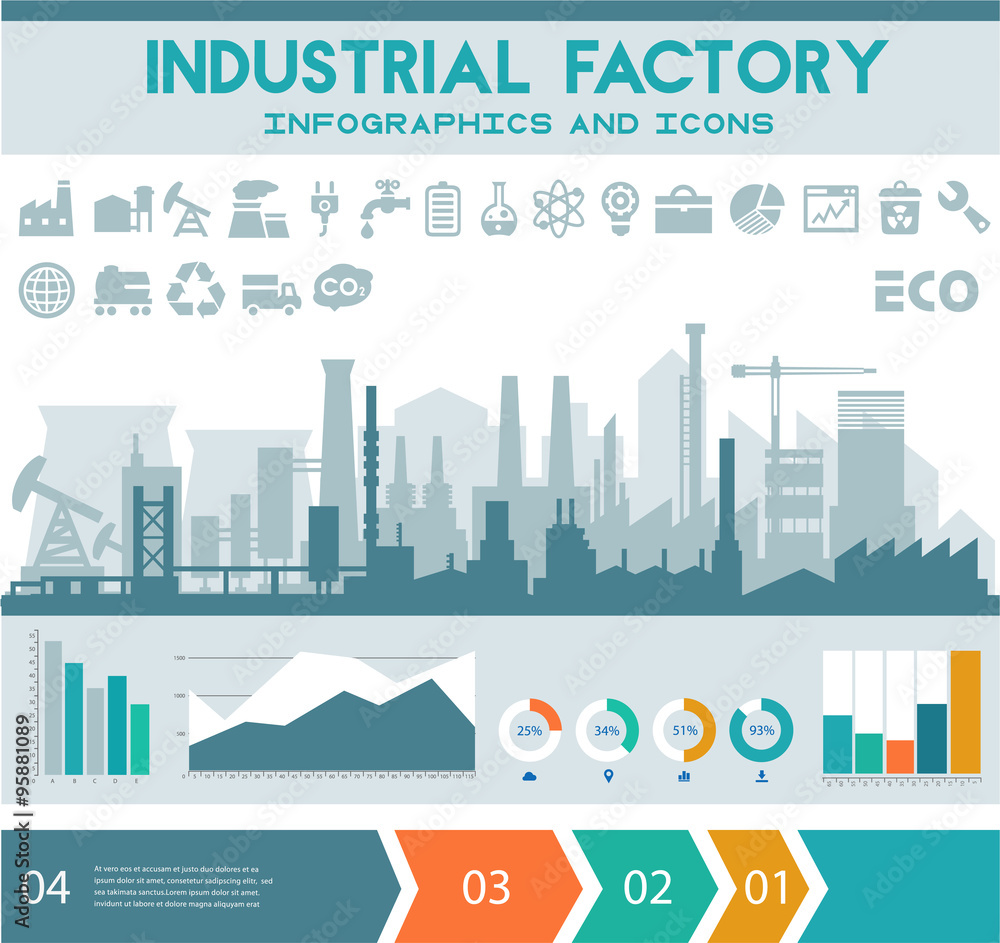 Flat industrial factory inforgraphics template