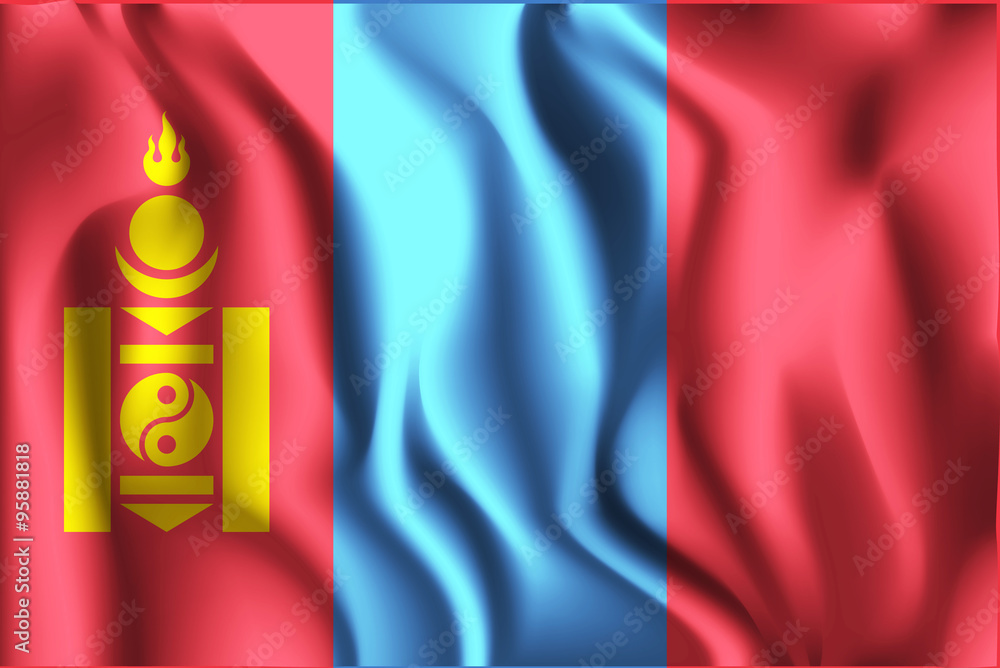 Naklejka premium Flag of Mongolia. Rectangular Shape Icon