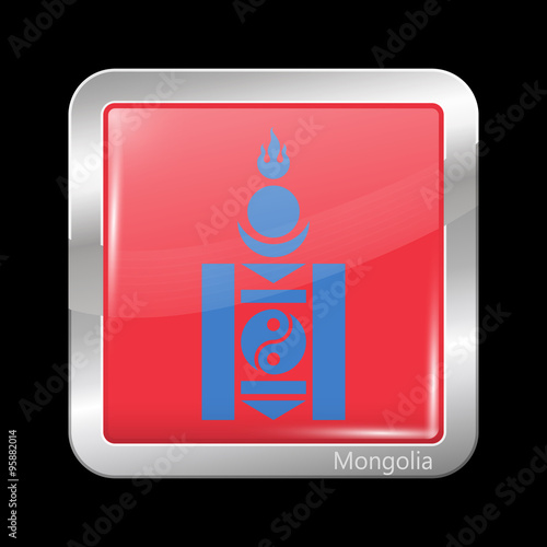 Mongolian Soyombo. Metallic Icon Square Shape