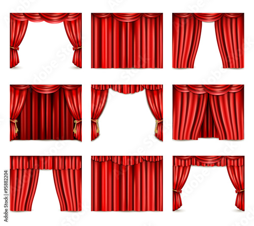 Theatre Curtain Icons Set
