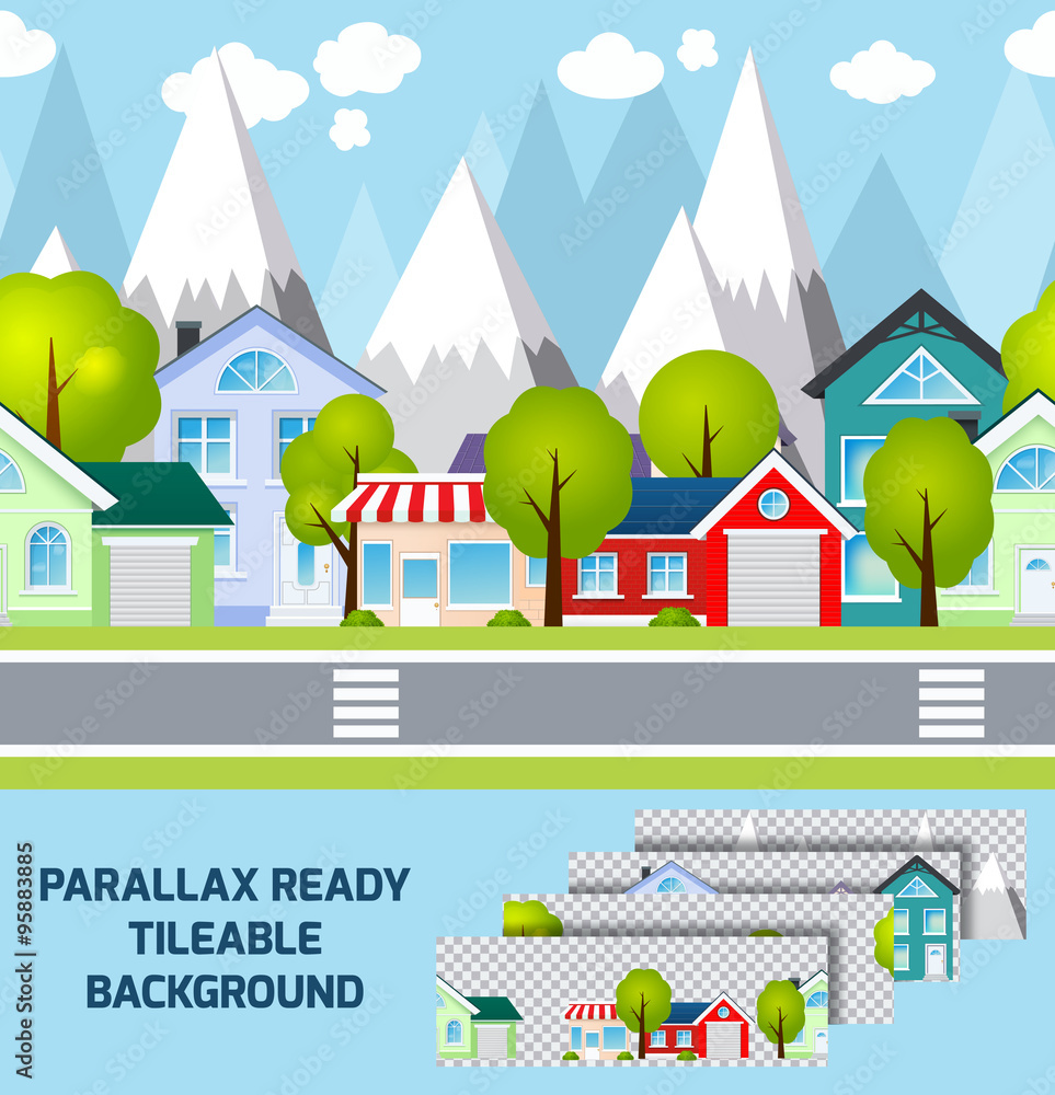 Provincial town landscape parallax ready background