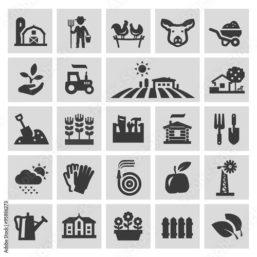 farm vector logo design template. gardening, horticulture or harvest, crop icons