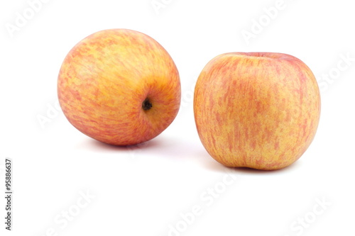 Two red yellow apple isolate white background select focus