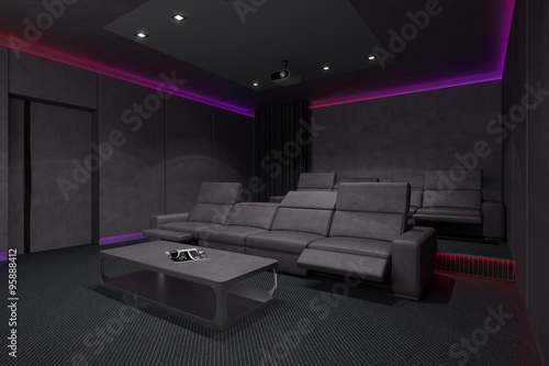 Foto Home Theater Interior. 3d illustration.