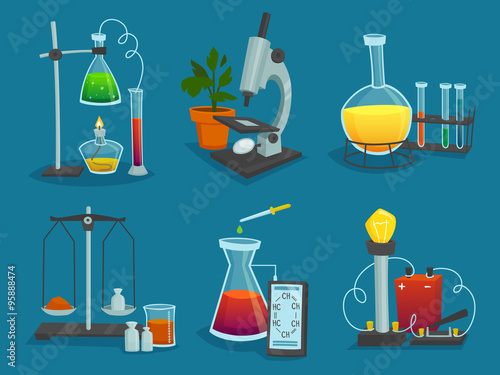 Design  Icons Set Of  Laboratory Equipment 