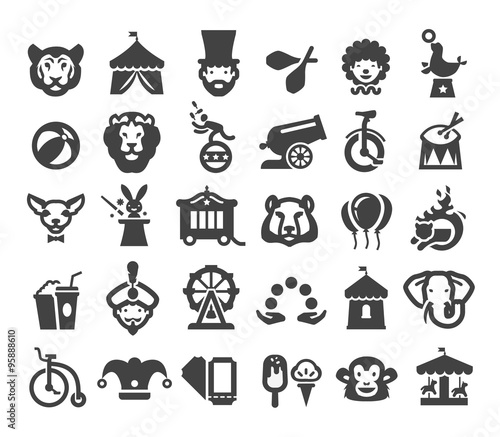 circus icons set. vector illustration