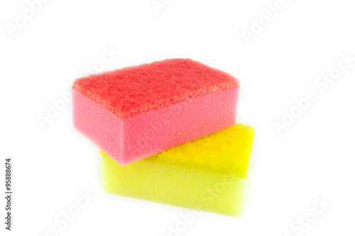 Sponge scouring pads on an isolated white background