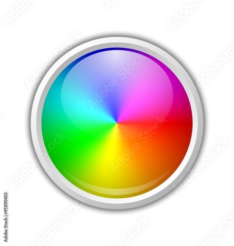 Colorful radial gradient badge made of rainbow spectral colors
