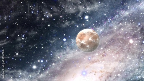 Космический пейзаж с вращающейся планетой