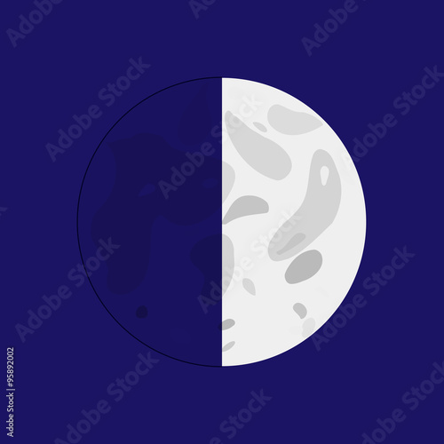 First quarter - lunar phase. Flat style vector illustration.
