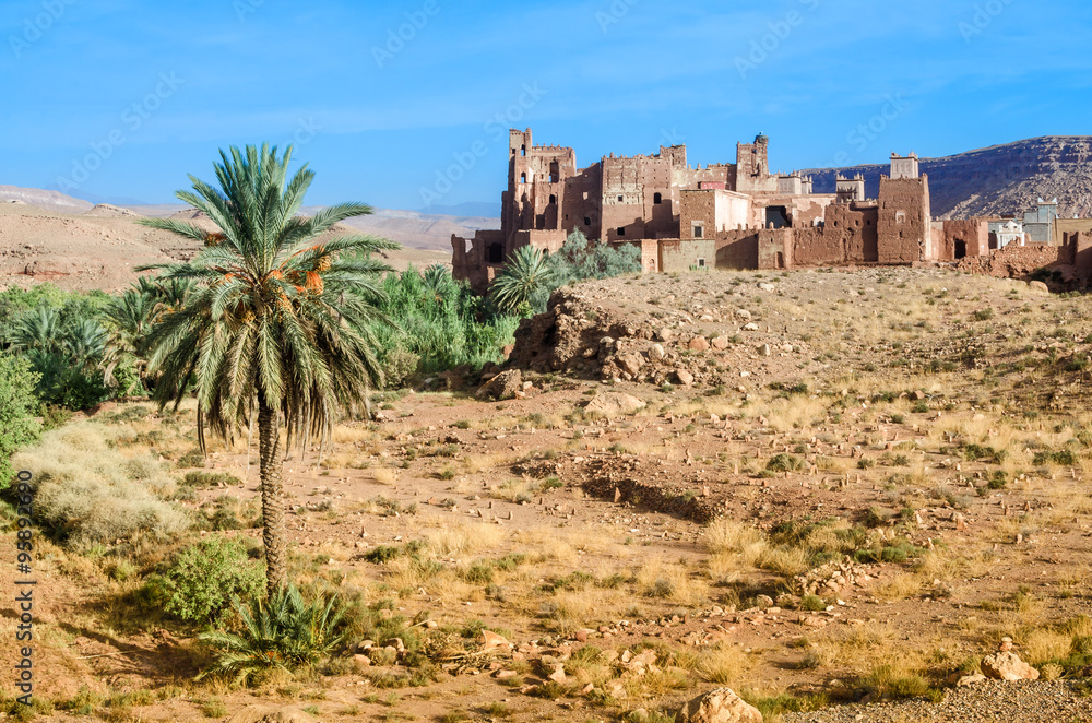 Ksar - old fortified castle in desert
