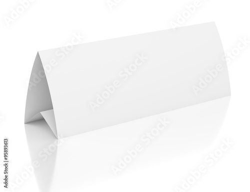 3d blank table paper card isolated on white background