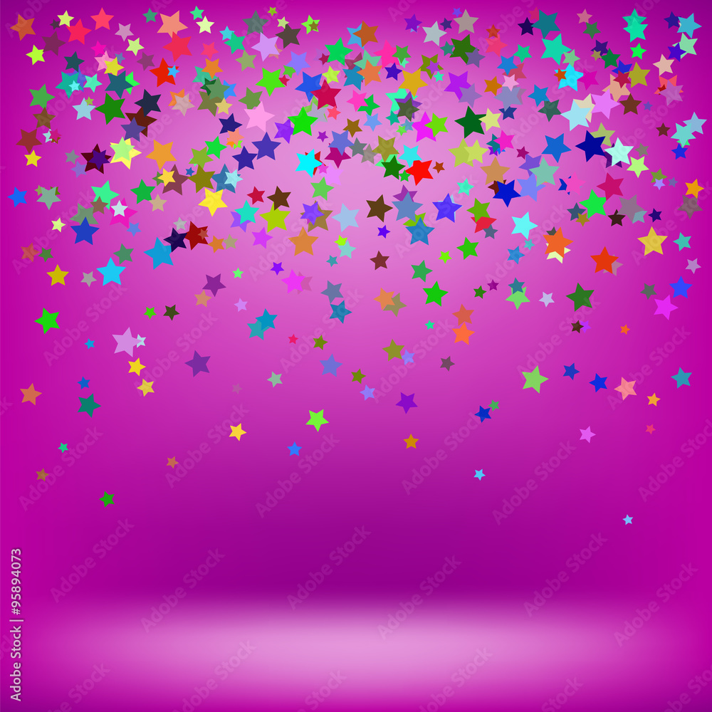 Set of Colorful Stars on Soft Pink Background