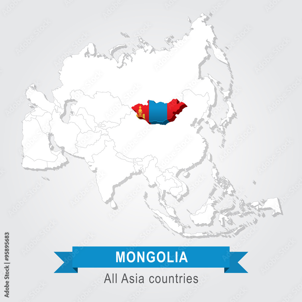 Obraz premium Mongolia. All the countries of Asia. Flag version.