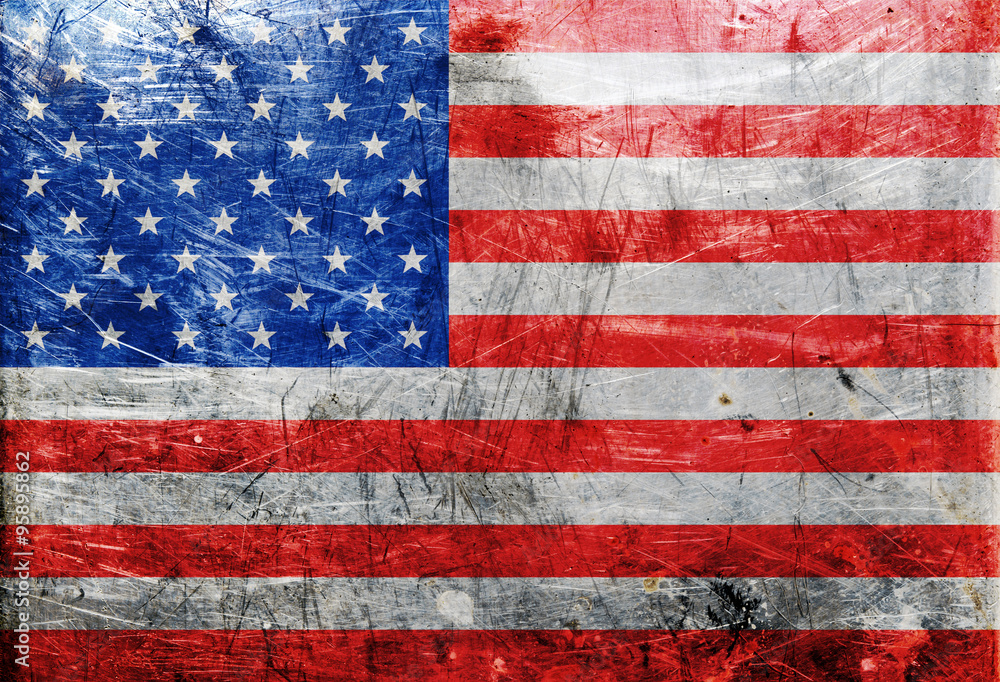 USA flag on old metall texture USA flag on old metall texture