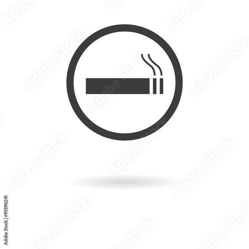 Dark grey icon for smoking allowed on white background with shad