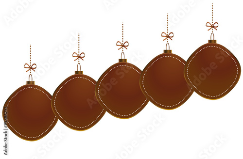 Décorations de Noël suspendus, or, isolé, fond 
