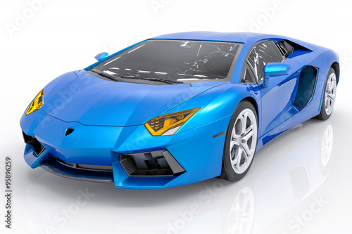 3D Isolated Blue Sport Car