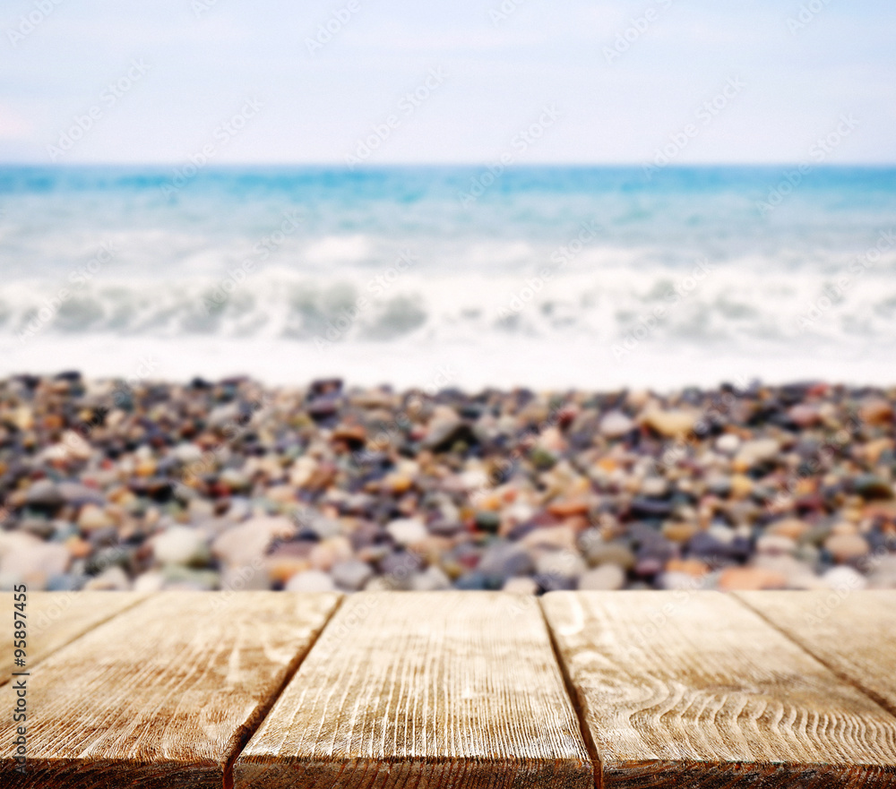 Wooden planks on beach background Wooden planks on beach background