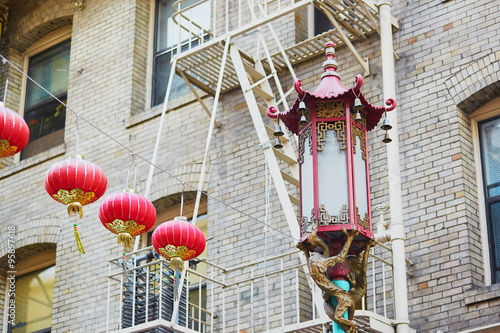 Red Chinese lanterns in Chinatown of San Francisco