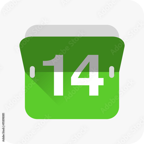 Calendar icon vector. Simple calendar with date 14.