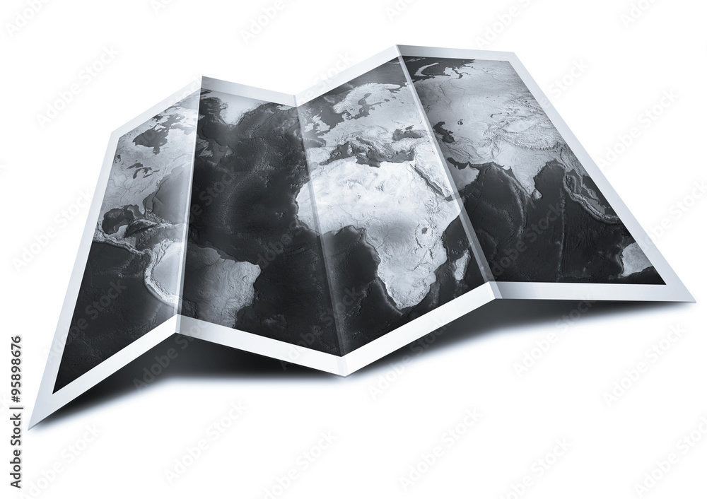 Czarno-biała mapa świata - obrazy, fototapety, plakaty 