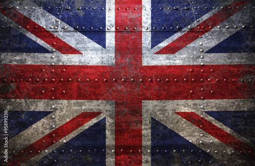 Grungy United kingdom flag On a  Metal Texture