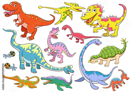 illustration of cute dinosaurs cartoon