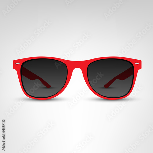 Sunglasses vector illustration. Red rim.
