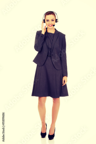 Beautiful call-center woman in a suit.