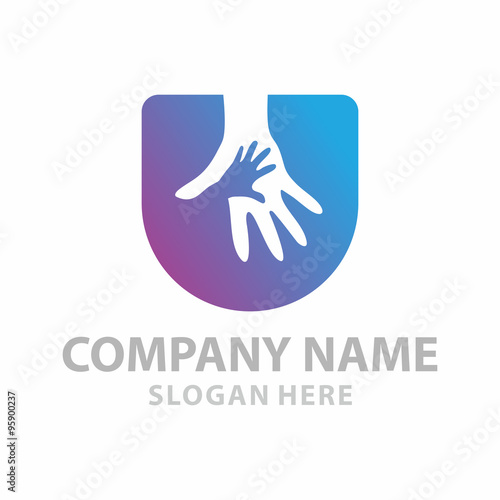 Initial U Helping hand logo icon