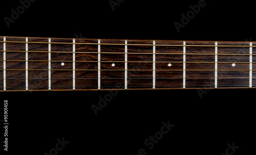 Guitar neck on a Black Background