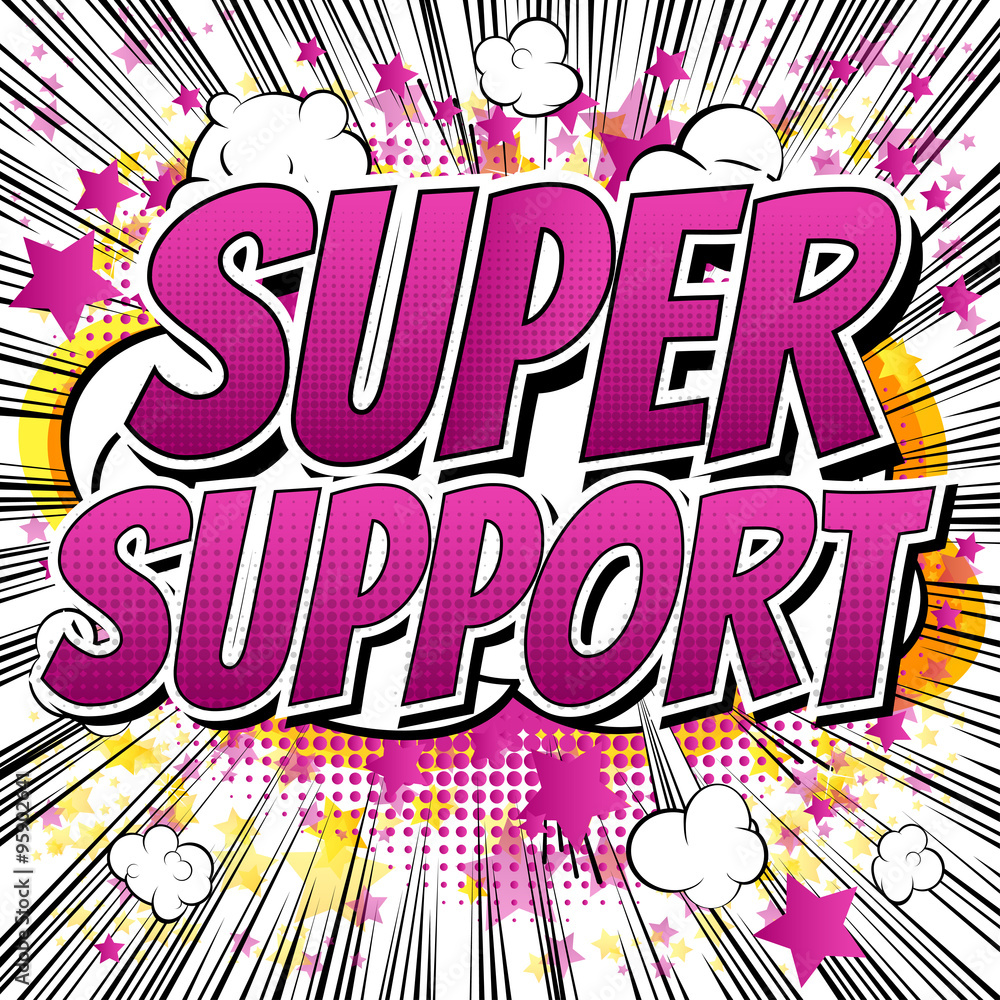 Super Support Collection Super Support - Comic book style word on comic book abstract background ...