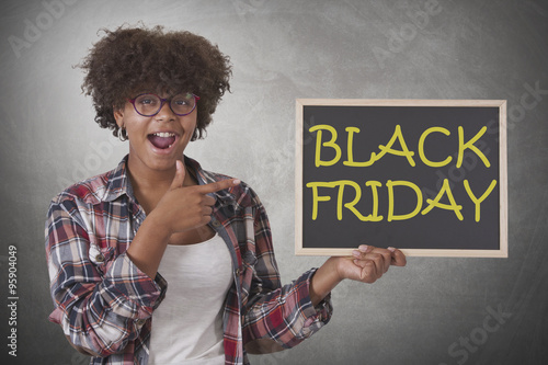 girl with blackboard photo