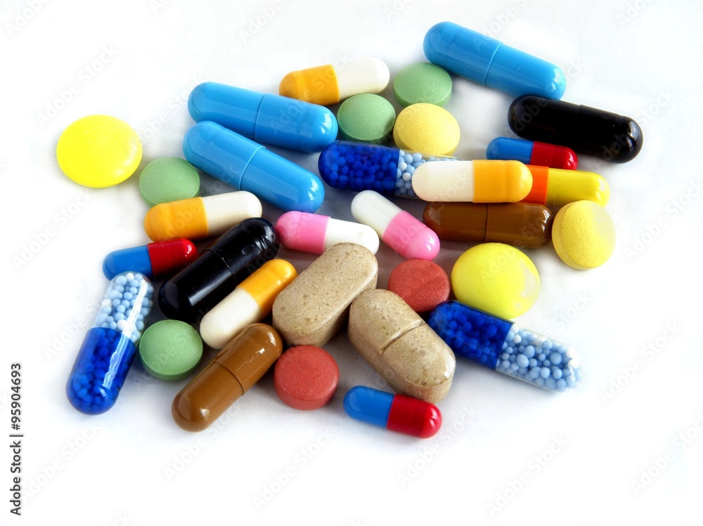 multicolor pills and capsules