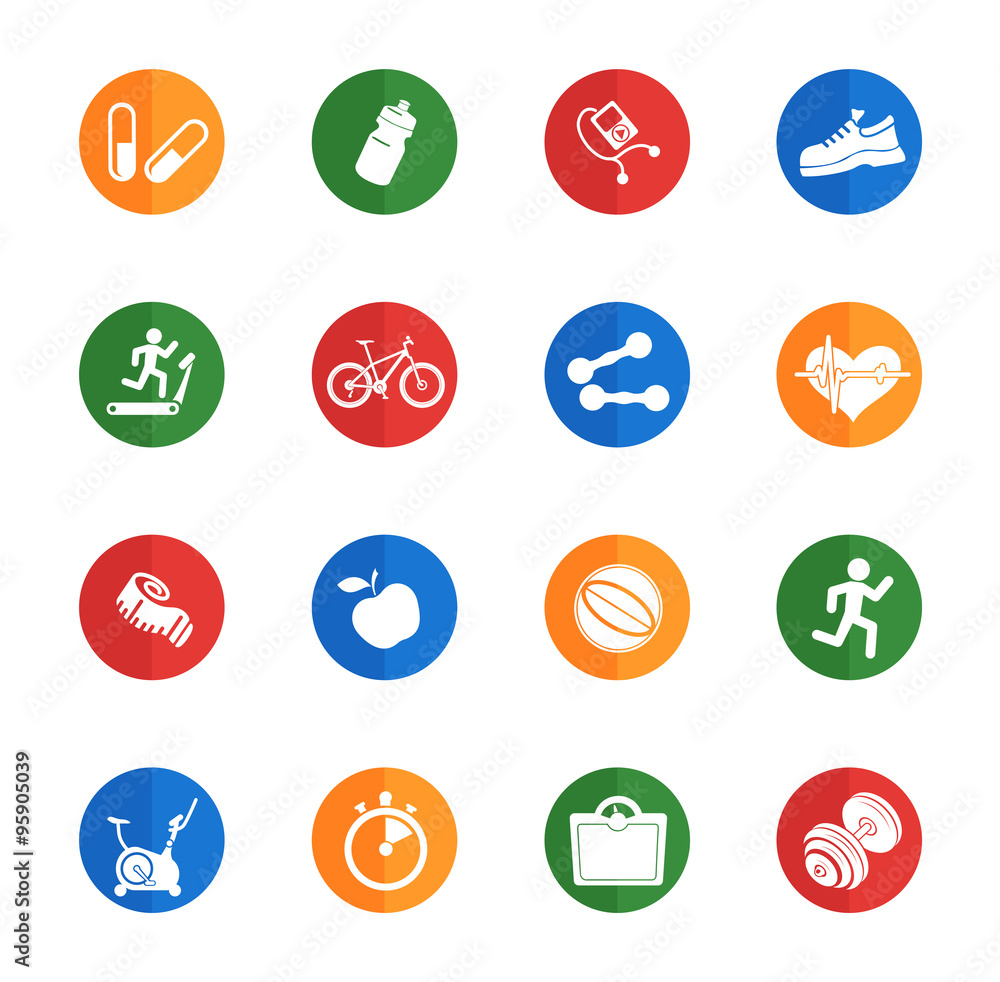 Set of icons on fitness. Set of icons on fitness.